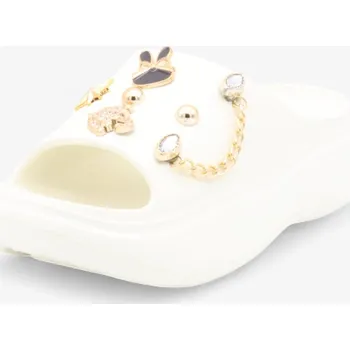 Dámské pantofle SAMLUX® Dámské bílé pantofle s ozdobným řetízkem A8602 Barva: White, Velikost: 40-41