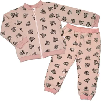 Bavlněná tepláková souprava Baby Nellys ® - Diamant, pudrová Velikost: 68 (3-6m)