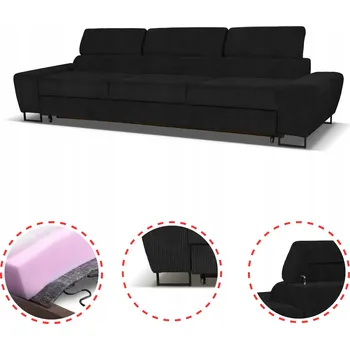 Pohovka Rozkládací pohovka, 3místná, s funkcí spaní Savio Family meble, černý manšestr