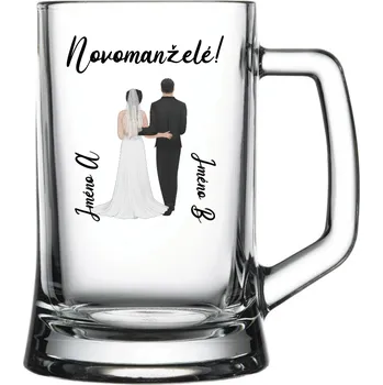 Sklenice Personalizovaná pivní sklenice s novomanželským párem