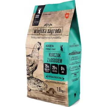 Krmivo pro kočku Wiejska Zagroda suché krmivo pro kočky Kuře s lososem pro koťata 1,6 kg