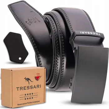 Opasek PASEK Do Spodni Męski Skórzany CZARNY Automatický Kožený Opasek ČERNÝ z Pravé Kůže 120 cm