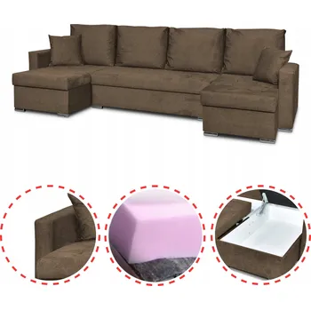 Sedací souprava Rohová Sedací Souprava Family Meble, látka hnědá