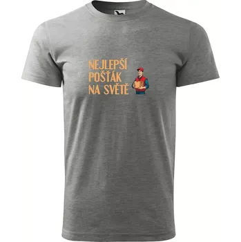 Pánské oblečení Sablio Tričko s potiskem Nejlepší pošťák na světě - šedé M