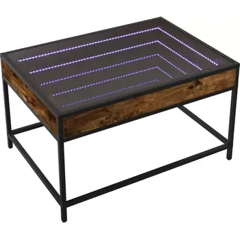 Konferenční stolek Konferenční stolek, LED podsvícení, kov, dřevo, tvrzené sklo, černá, dub kouřový, sklo čiré, INFINITY 4