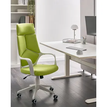 Otočná kancelářská židle limetková a bílá praktická židle k pracovnímu stolu Beliani