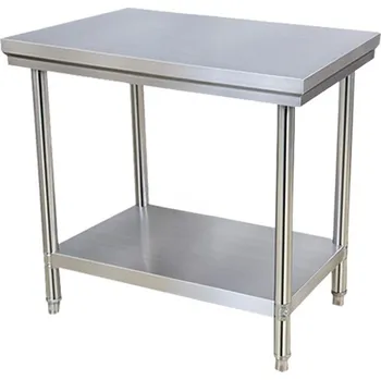 Dílenský stůl Nerezový stůl – 80×60 cm – ECO – pomocný (nosnost 150 kg – 1x 30 kg police) | Gastrokitchen