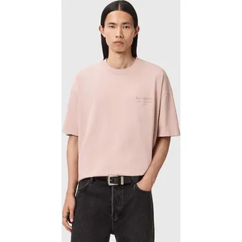 Pánské oblečení Bavlněné tričko AllSaints UNDERGROUND M071PB růžová 03A, vel. M