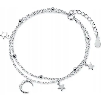 Náramek Bransoletka stříbrný Měsíc Hvězdy Kuličky