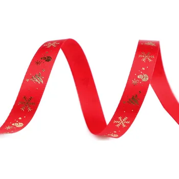 Stuha Vánoční saténová stuha šíře 10 mm Varianta: 1 červená zlatá, Balení: 5 m