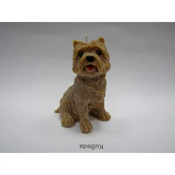 Svíčka Svíčka z palmového vosku - Pes 14 cm - hnědý Vůně: jablko-skořice