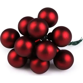 Vánoční dekorace Vánoční skleněná baňka na drátku Ø2,5 cm - mat a lesk Varianta: 14 červená tmavá mat, Balení: 12 ks