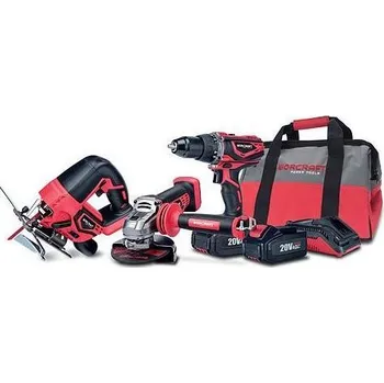 Set Worcraft WSET-03, S20Li ShareSYS, přímočará pila, úhlová bruska, šroubovák, nabíječka, 2x 4.0 akumulátor + brašna