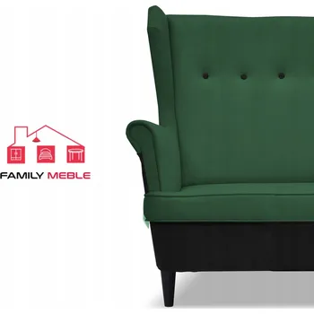 Pohovka Pohovka dvoumístná ušák ARI DUO skandinávský styl Family Meble černo-zelená