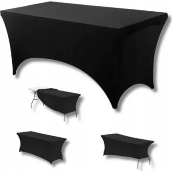 ubrus Obrus Kuchenny Z Spandeksu Cateringowy Stol Elastický ubrus na cateringový stůl 183x76x76 cm Černý