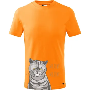 Dětské tričko s potiskem Zpruzená kočka Velikost: 110 /4 roky, Barva trička: Tangerine orange