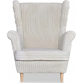 Křeslo Křeslo ušák Rene s podnožkou, skandinávský styl, Family Meble, béžový manšestr