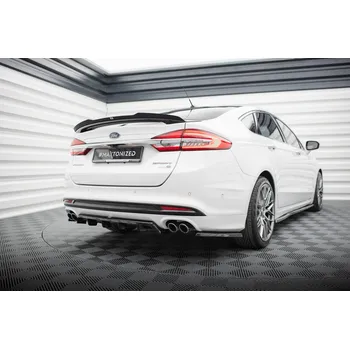 Nárazník Maxton Design středový spoiler pod zadní nárazník s žebrováním pro Ford Mondeo Mk5 Facelift, černý lesklý plast ABS, Sport