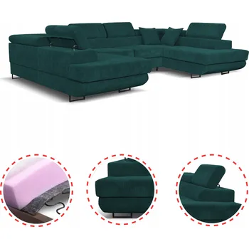 Sedací souprava Rohová Sedací Souprava do U rozkládací s funkcí spaní Savio Family meble c zeleň manšestr