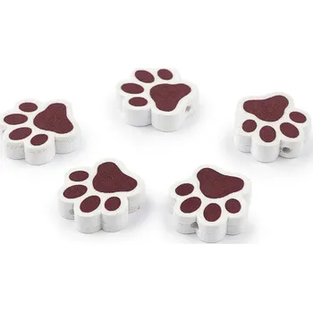 Korálek Dřevěné korálky tlapky 20x20 mm Varianta: 1 hnědá, Balení: 5 ks