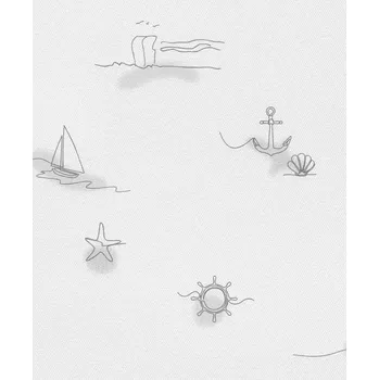 Tapeta RASCH | Vliesová tapeta na zeď Unsere Besten 429527 | 0,53 x 10,05 m | bílá, tyrkysová, šedá + Bílá, tyrkysová, šedá, vliesová tapeta na stěnu 429527 v rozměru 0,53 x 10,05 m