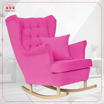 Křeslo Houpací křeslo ušák Gaja, skandinávský styl Family Meble PINK, dívčí pudrově růžová