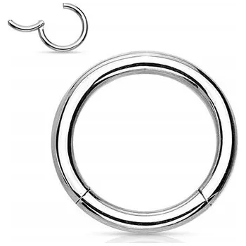Náušnice Titanový kroužek CLICKER stříbrný 1,2/7