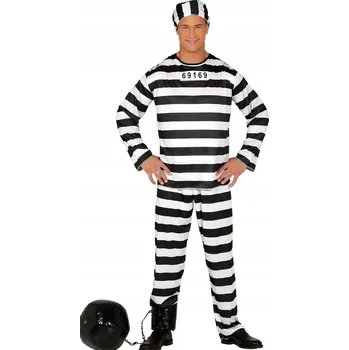 Karnevalový kostým Kostým vězeňský, pánský, pro vězně, odsouzence, zločince, velikost L
