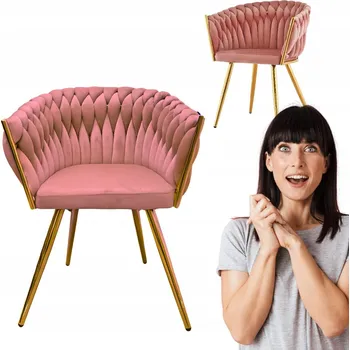 Křeslo Křeslo s područkami Tilo růžové ozdobné sametové křeslo Family Meble