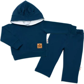 Tepláková souprava s kapucí a oušky,Baby Nellys granátová Velikost: 80 (9-12m)