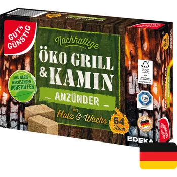 Podpalovač Gut & Günstig přírodní podpalovač 64 ks Dřevo a vosk (Tuhý podpalovač)