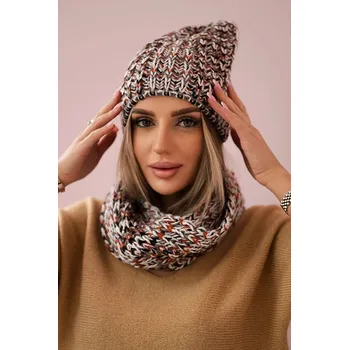 Čepice Fashionweek Dámský zimní komplet čepice a komín s fleecem K202 Barva: Hnědý, Velikost: Universal