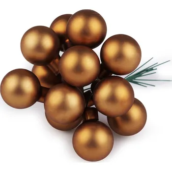 Vánoční dekorace Vánoční skleněná baňka na drátku Ø2,5 cm - mat a lesk Varianta: 8 zlatá tmavá mat, Balení: 12 ks