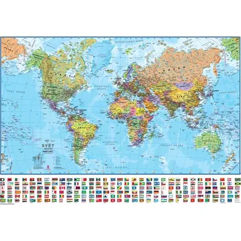 Svět - nástěnná politická mapa s vlajkami 1: 40 mil.