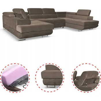 Sedací souprava Rohová Sedací Souprava do U rozkládací s funkcí spaní Bosso Family meble hnědý velur