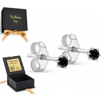 Náušnice STŘÍBRNÉ NÁUŠNICE S ČERNÝMI ZIRKONY, ŠROUBOVACÍ, 6 KRAPEN, STŘÍBRO 925