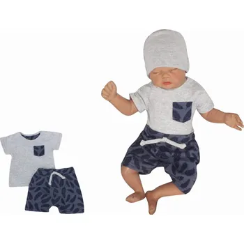 Kojenecká souprava Z&Z 2-dílná sada tričko kr. rukáv, kraťásky s provázkem Pírka - granát, šedá Velikost: 68 (3-6m)