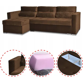 Sedací souprava Rohová Sedací Souprava Varius rozkládací s funkcí spaní Family meble rohová sedačka hnědá