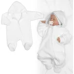 Baby Nellys Pletený overal s kapucí, CUTE - bílý Velikost: 62 (2-3m)