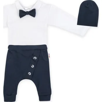 Kojenecké oblečení Baby Nellys 3-dílná sada Hubert, body s motýlkem dl.rukáv, tepláčky a čepička - granát Velikost: 98 (2-3r)