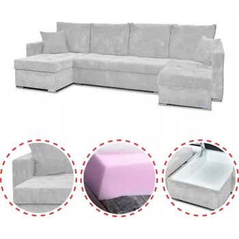 Sedací souprava Rohová Sedací Souprava Bonito BIG rozkládací s funkcí spaní Family Meble šedý manšestr