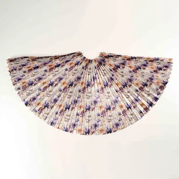 Panel dětská plisovaná půlkolová sukně polomatný satén fialové květy Vilma - limitka