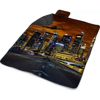 deka Sablio Plážová deka Letadlo nad mrakodrapy: 200x140 cm