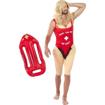 Funiglobal - Pánský kostým záchranáře se nafukovacím záchranným kruhem - S-M