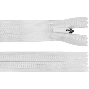 Zip Spirálový zip skrytý No 3 délka 25 cm na outdoorové oděvy a doplňky, semi-autolock, střední, 101 bílá