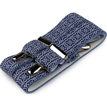 Kšandy Šle folklor modrotiskové šíře 3,5 cm délka 120 cm, velké, 5 modrá tmavá