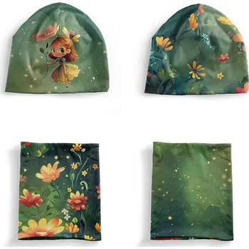 Panel se střihem S funkční úplet STRONG set čepice a nákrčník zelená víla