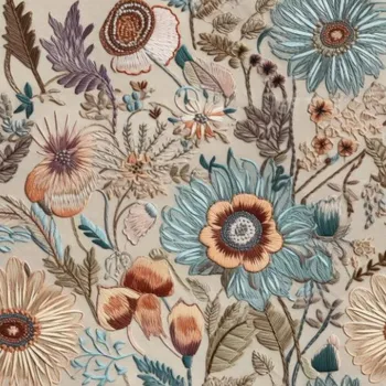 Hladký šifon/silky béžová výšivka potisk Rose