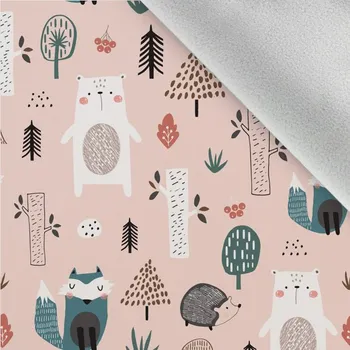 Látka softshell zimní petrol forest světle růžový