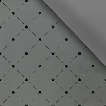 Látka s potiskem kočárkovina TD/NS korunky na šedé